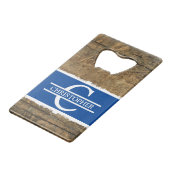 Rustikale Imitate mit Sonderanfertigungen, blau Geldbeutel Flaschenöffner (Rückseite Schrägansicht)