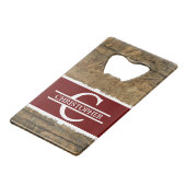 Rustikale Imitate, nach Kundenwunsch, Bordeaux Geldbeutel Flaschenöffner (Vorderseite Schrägansicht)