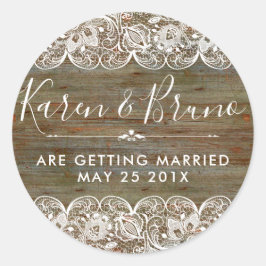 Rustikale Imitate UAWG aus Holz und Weiß Runder Aufkleber