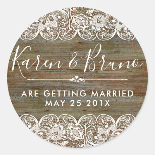 Rustikale Imitate UAWG aus Holz und Weiß Runder Aufkleber (Vorderseite)