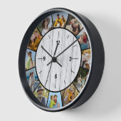 Rustikale Imitate Weißholzzzaun 12 FotoCollage Uhr (Winkel)
