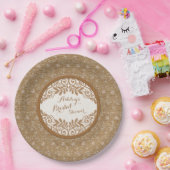 Rustikale Imitats Burlap Lace Wood Wedding Brautpa Pappteller (Party)