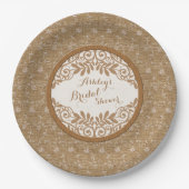 Rustikale Imitats Burlap Lace Wood Wedding Brautpa Pappteller (Vorderseite)