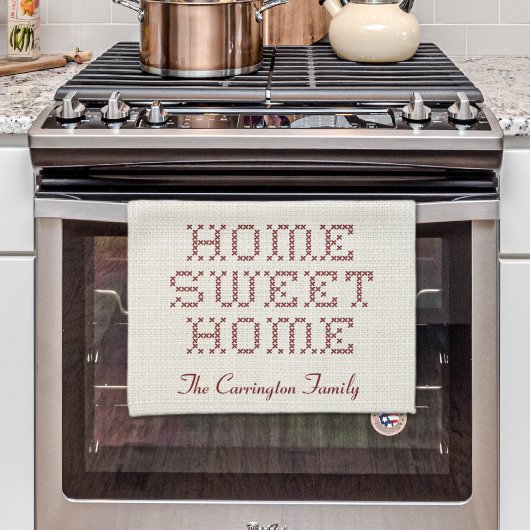 Rustikale Imitats Cross-Stitch Zuhause Sweet Zuhau Geschirrtuch