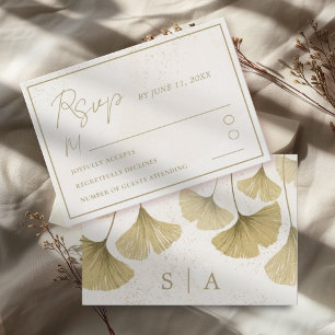 Rustikale Imitats Gold Tropical Foliage Hochzeit R RSVP Karte