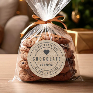 Rustikale Imitats Kraft Homemade Goods Frohe Weihn Runder Aufkleber