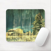 Rustikale, immergrüne Hütte aus Barnholz Mousepad (Mit Mouse)