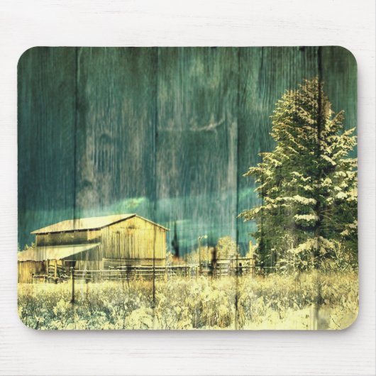 Rustikale, immergrüne Hütte aus Barnholz Mousepad (Vorne)