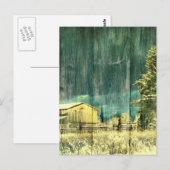Rustikale, immergrüne Hütte aus Barnholz Postkarte (Vorne/Hinten)