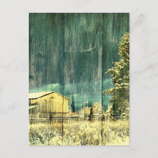 Rustikale, immergrüne Hütte aus Barnholz Postkarte (Vorderseite)