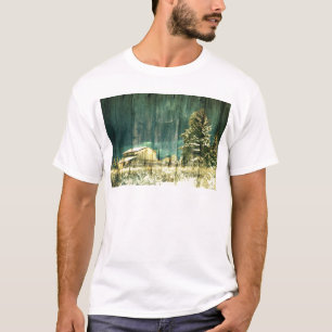 Rustikale, immergrüne Hütte aus Barnholz T-Shirt