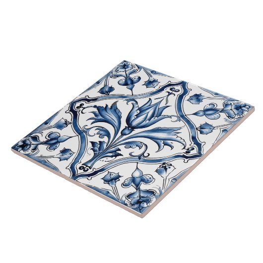 Rustikale Indigo Azulejo Fliesen mit Blumenmuster (Seite)