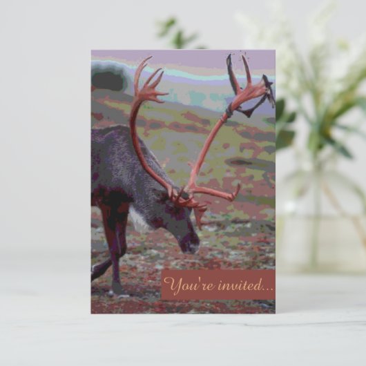 Rustikale, individuell gestaltbare Elchhochzeiten Einladung (Stehend Vorderseite)