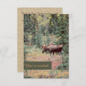 Rustikale individuelle Elch-Hochzeitseinladungen Einladung (Vorne/Hinten)