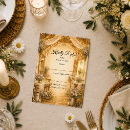 Rustikale Indoor-Scheunenhochzeit RSVP Karte