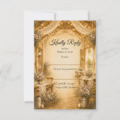 Rustikale Indoor-Scheunenhochzeit RSVP Karte (Vorderseite)