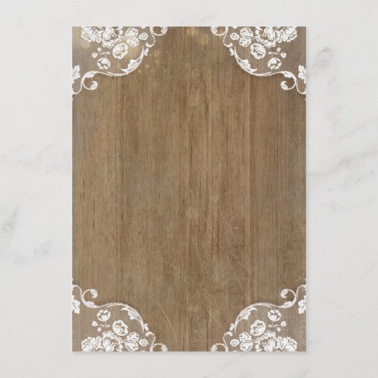 Rustikale Informationen zu Hochzeiten von Holzstal Begleitkarte (Rückseite)