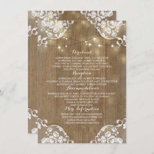 Rustikale Informationen zu Hochzeiten von Holzstal Begleitkarte (Vorne/Hinten)