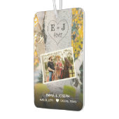 Rustikale Initialen 4ever Herz-Carved-Tree-Hochzei Autolufterfrischer (Links)