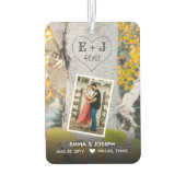 Rustikale Initialen 4ever Herz-Carved-Tree-Hochzei Autolufterfrischer (Rückseite)