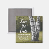 Rustikale Initialen Birkenbaum Hochzeit Termin mer Magnet (Vorderseite/Rückseite)