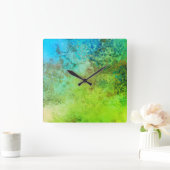 Rustikale Inspirierte Kunstrasenmauer Quadratische Wanduhr (Zuhause)