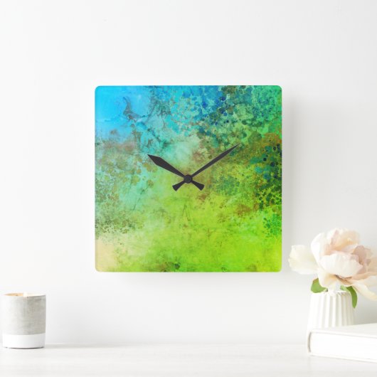 Rustikale Inspirierte Kunstrasenmauer Quadratische Wanduhr (Zuhause)