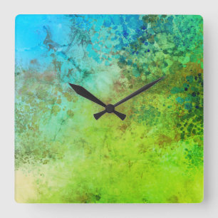 Rustikale Inspirierte Kunstrasenmauer Quadratische Wanduhr
