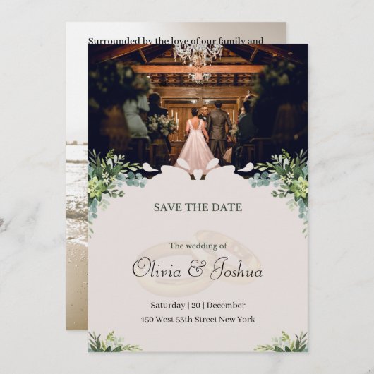 Rustikale interne Hochzeit Speichern Sie die Datum Einladung (Vorne/Hinten)