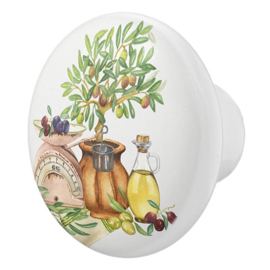 Rustikale italienische grüne goldbraune Farbe Keramikknauf (Rechts)