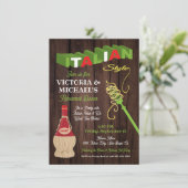 Rustikale italienische Probe Abendessen Einladung (Stehend Vorderseite)