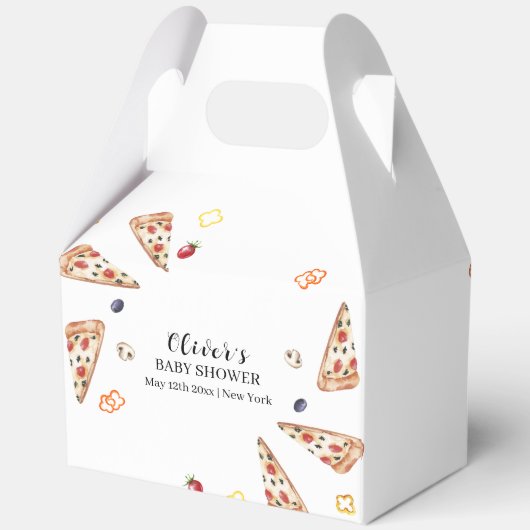 Rustikale italienische Slice Pizza Babydusche Geschenkschachtel (Rückseite)