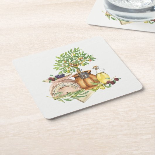 Rustikale italienische Wasserfarbe Rechteckiger Pappuntersetzer (angewinkelt)