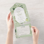 Rustikale Ivy Ferns & Greenery Sage Green No Dinne All In One Einladung (Abreißen)