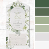 Rustikale Ivy Ferns & Greenery Weißes Kein Abendes All In One Einladung