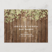 Rustikale Ivy & Lights Holzzaun QR Code Babydusche Einladungspostkarte (Vorderseite)