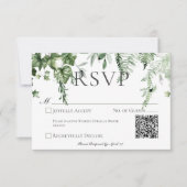 Rustikale Ivy & Sage Greenerity Wedding QR Code RSVP Karte (Vorderseite)