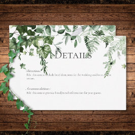 Rustikale Ivy & Sage Grüne Hochzeit Details Begleitkarte