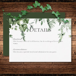 Rustikale Ivy & Sage Grüne Hochzeit Details Begleitkarte