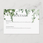 Rustikale Ivy & Sage Grüne Hochzeit Details Begleitkarte (Vorderseite)