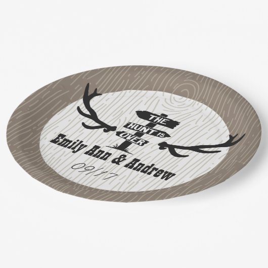 Rustikale Jagd über Barnwood Pappteller (Schrägansicht)