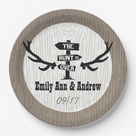 Rustikale Jagd über Barnwood Pappteller (Vorderseite)
