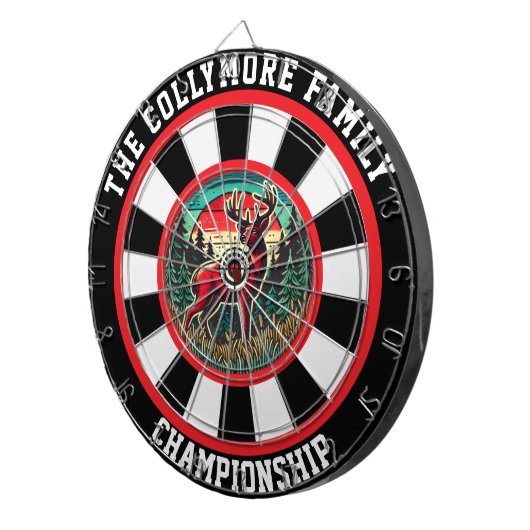 Rustikale Jagdhütte Hirsch Kunst Dartscheibe (Vorderseite rechts)