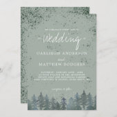 Rustikale Jäger Grünwald Schneewetterhochzeit Einladung (Vorne/Hinten)