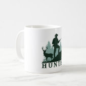 Rustikale Jäger-Silhouette mit Tasse von Wildtiere (Vorderseite Links)