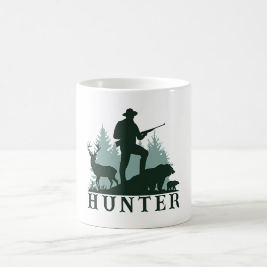 Rustikale Jäger-Silhouette mit Tasse von Wildtiere (Mittel)