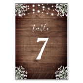 Rustikale Jar Gipskraut String Lights Wedding Tischnummer (Rückseite)