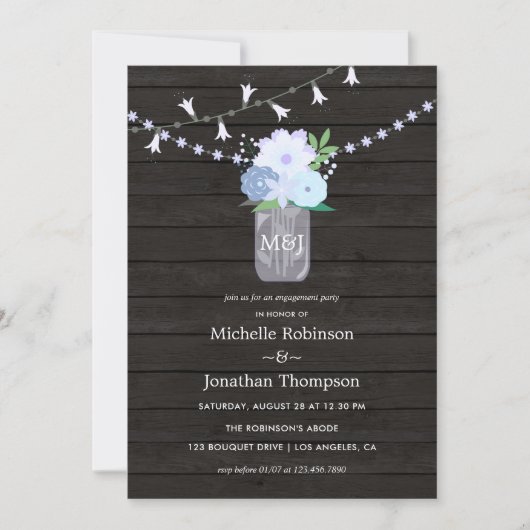 Rustikale Jar Spring Engagement Party im Hinterhof Einladung (Vorderseite)