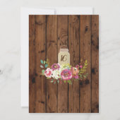 Rustikale Jars Quinceanera Party Wood Floral Light Einladung (Rückseite)