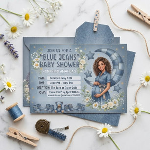 Rustikale Jeans-Jungen-Babyparty Blaue Jeans Gänse Einladung